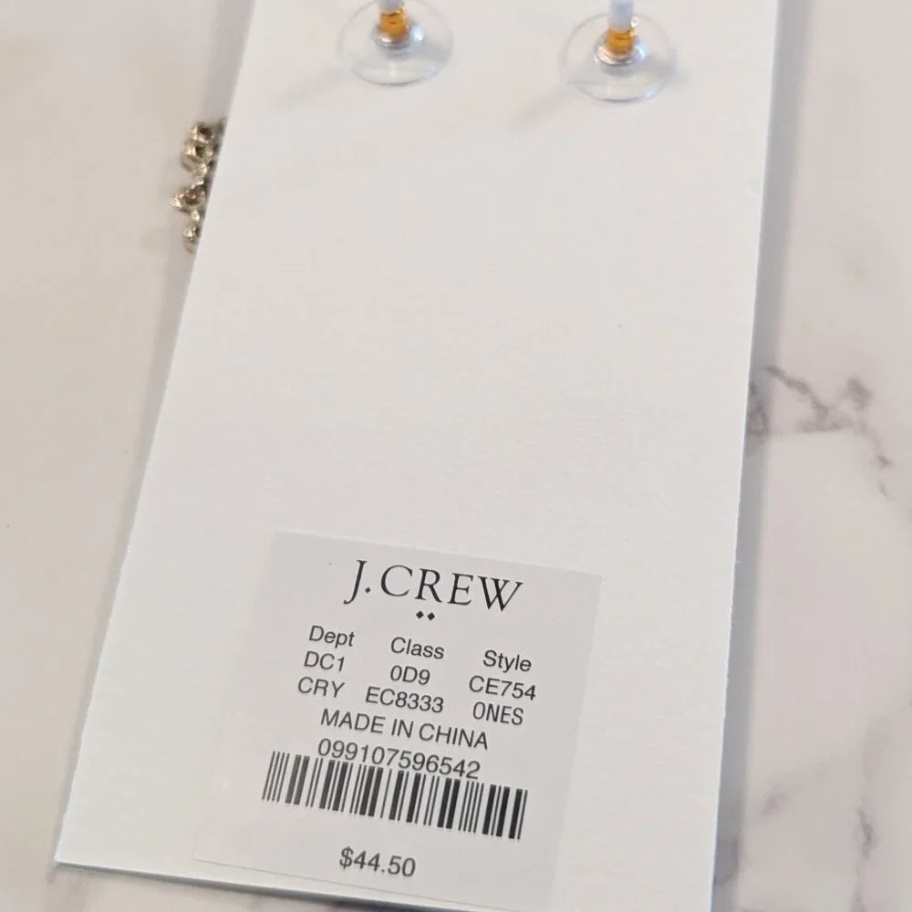 J.Crew Factory Linear Crystal Flower Statement Earrings